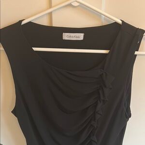 Calvin Klein Ruffle Front Black Sleeveless Top, size S